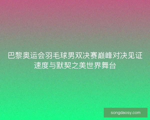 巴黎奥运会羽毛球男双决赛巅峰对决见证速度与默契之美世界舞台