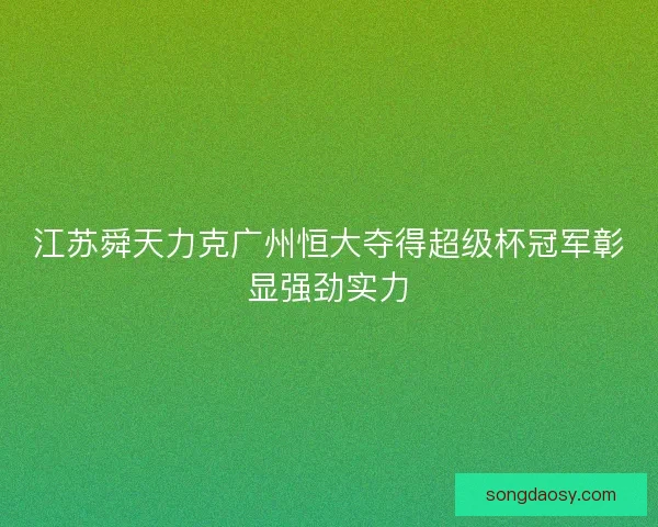江苏舜天力克广州恒大夺得超级杯冠军彰显强劲实力